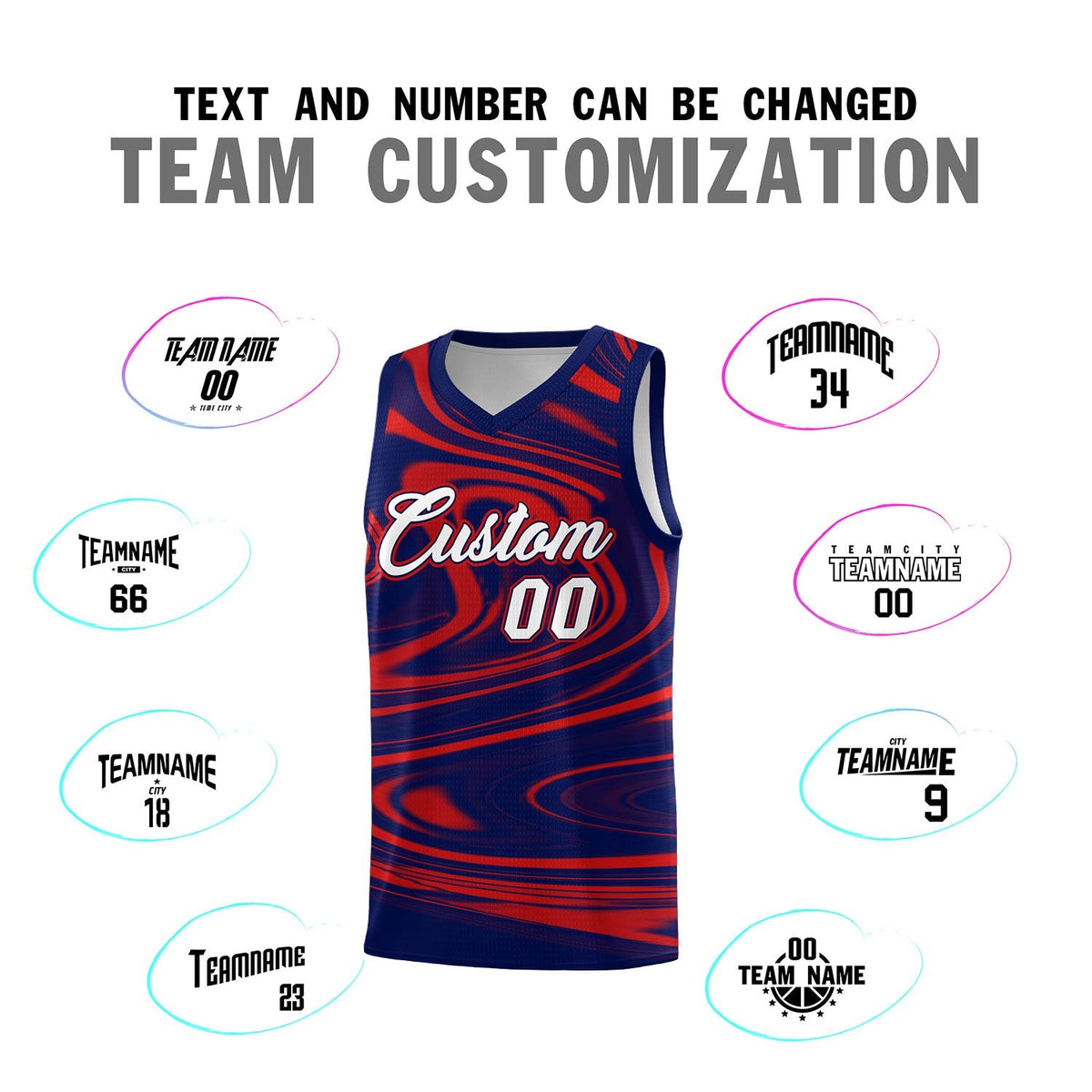 Custom Navy Red Graffiti Pattern Fluids Style Sports Uniform Basketball Jersey Kits|KXKSHOP