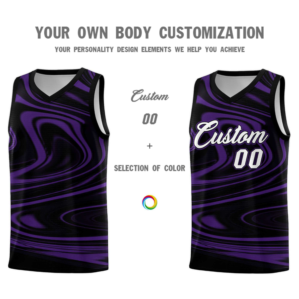 Custom Black Purple Graffiti Pattern Fluids Style Sports Uniform Basketball Jersey Kits|KXKSHOP