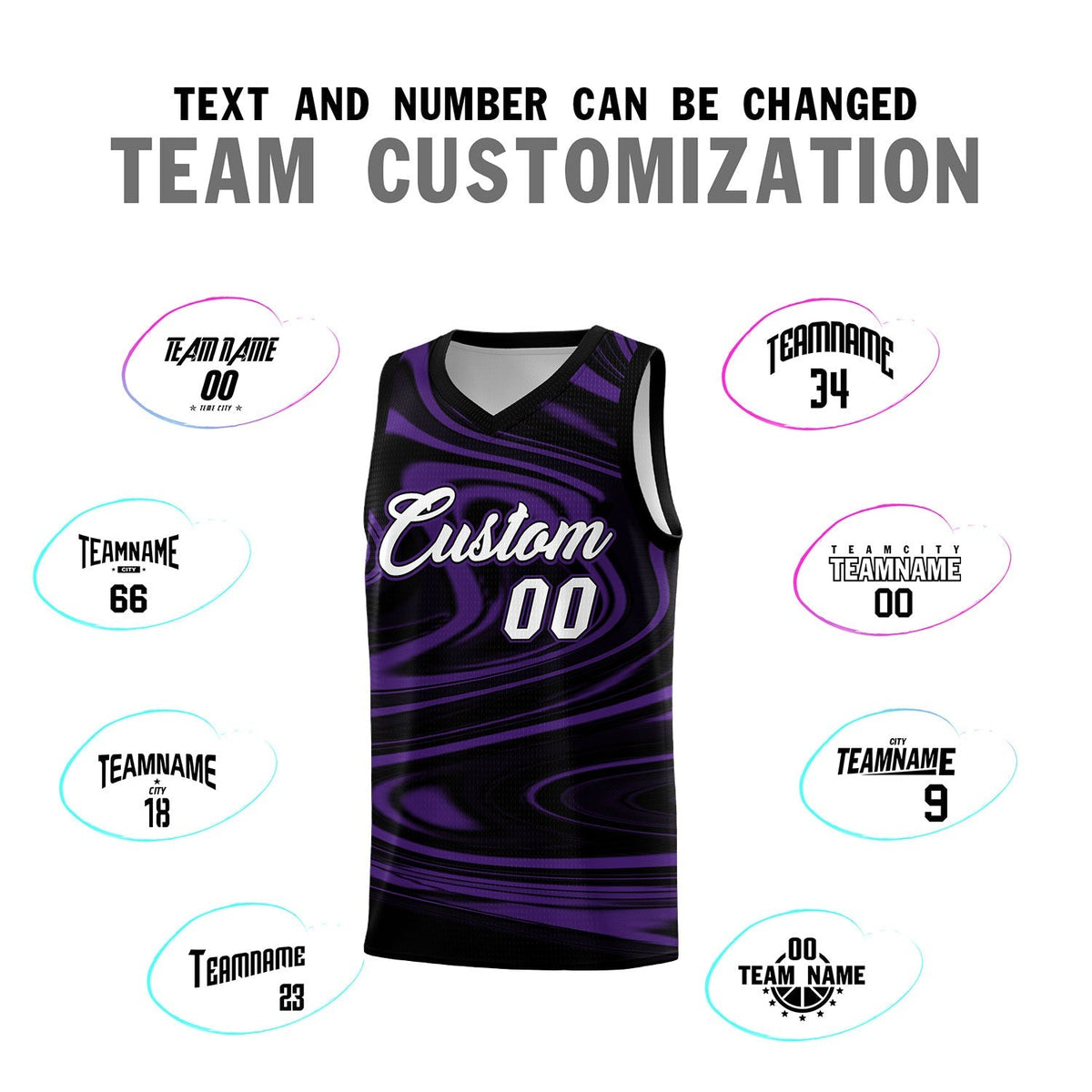 Custom Black Purple Graffiti Pattern Fluids Style Sports Uniform Basketball Jersey Kits|KXKSHOP