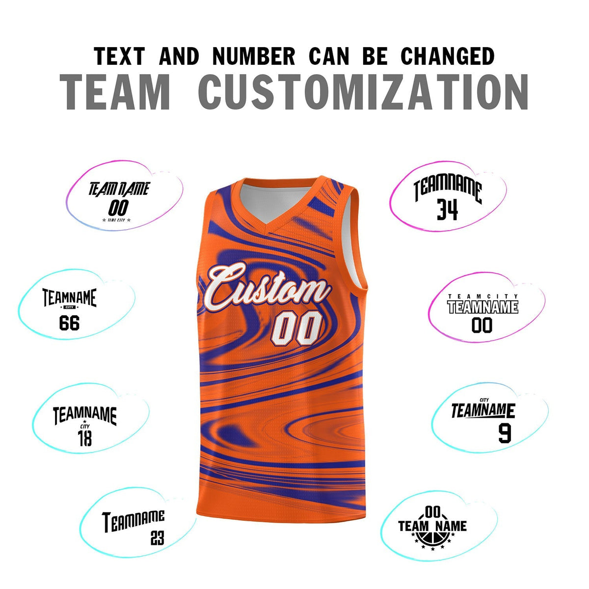 Custom Orange Royal Graffiti Pattern Fluids Style Sports Uniform Basketball Jersey Kits|KXKSHOP