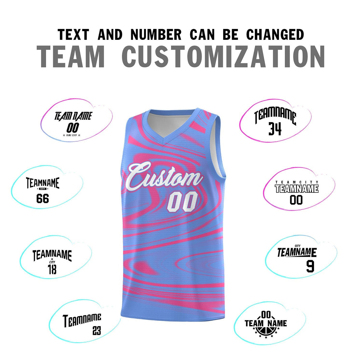 Custom Light Blue Pink Graffiti Pattern Fluids Style Sports Uniform Basketball Jersey Kits|KXKSHOP