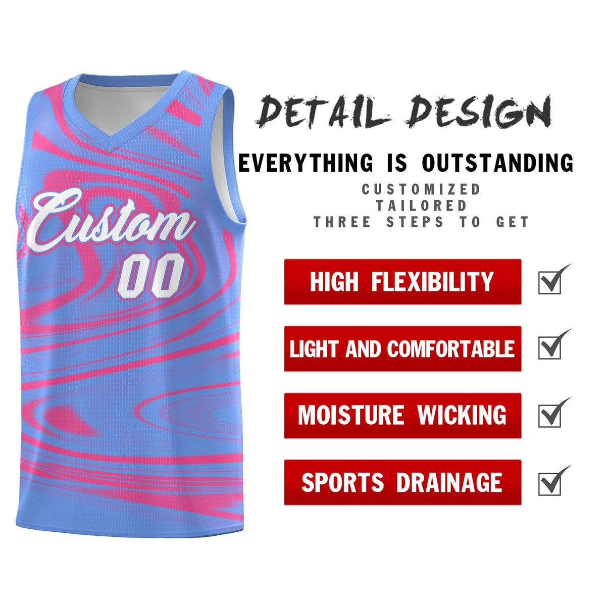 Custom Light Blue Pink Graffiti Pattern Fluids Style Sports Uniform Basketball Jersey Kits|KXKSHOP