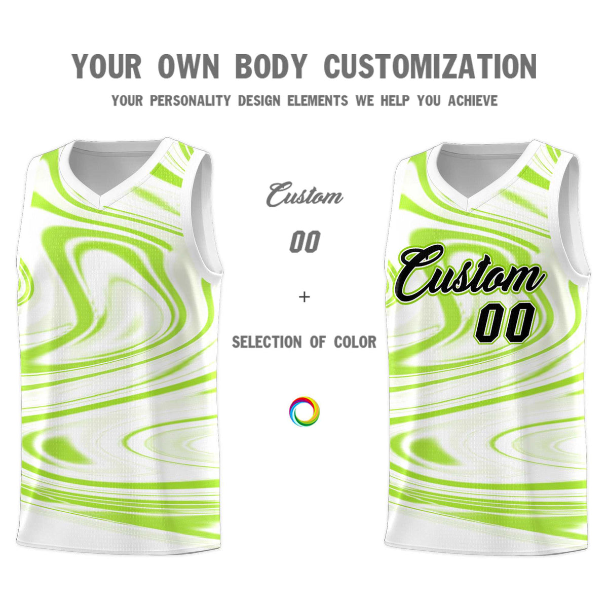 Custom White Light Green Graffiti Pattern Fluids Style Sports Uniform Basketball Jersey Kits|KXKSHOP