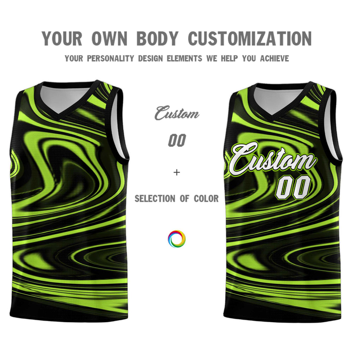 Custom Black Light Green Graffiti Pattern Fluids Style Sports Uniform Basketball Jersey Kits|KXKSHOP