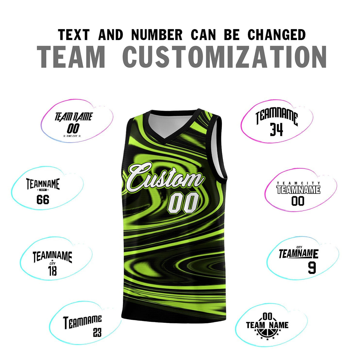 Custom Black Light Green Graffiti Pattern Fluids Style Sports Uniform Basketball Jersey Kits|KXKSHOP