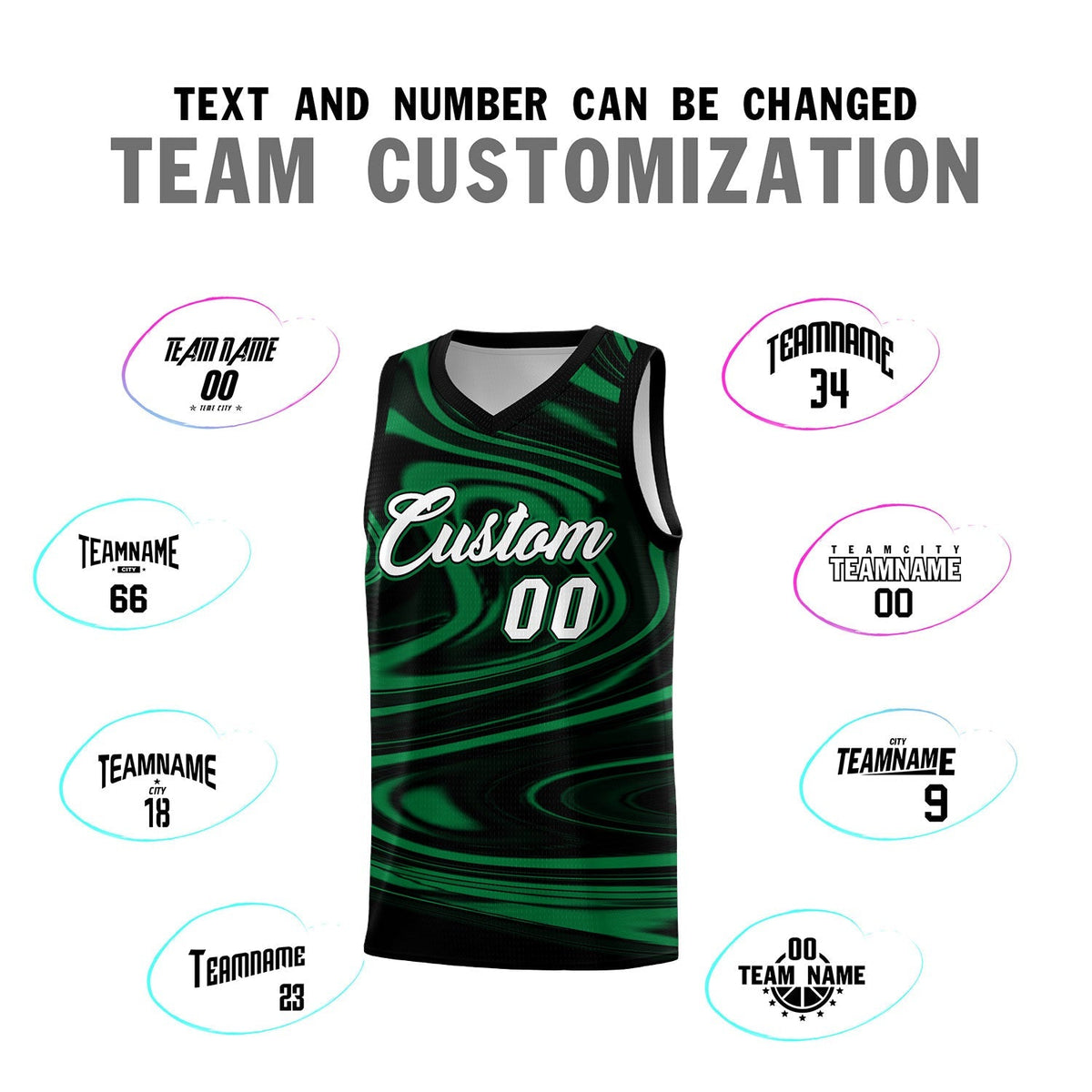 Custom Black Kelly Green Graffiti Pattern Fluids Style Sports Uniform Basketball Jersey Kits|KXKSHOP