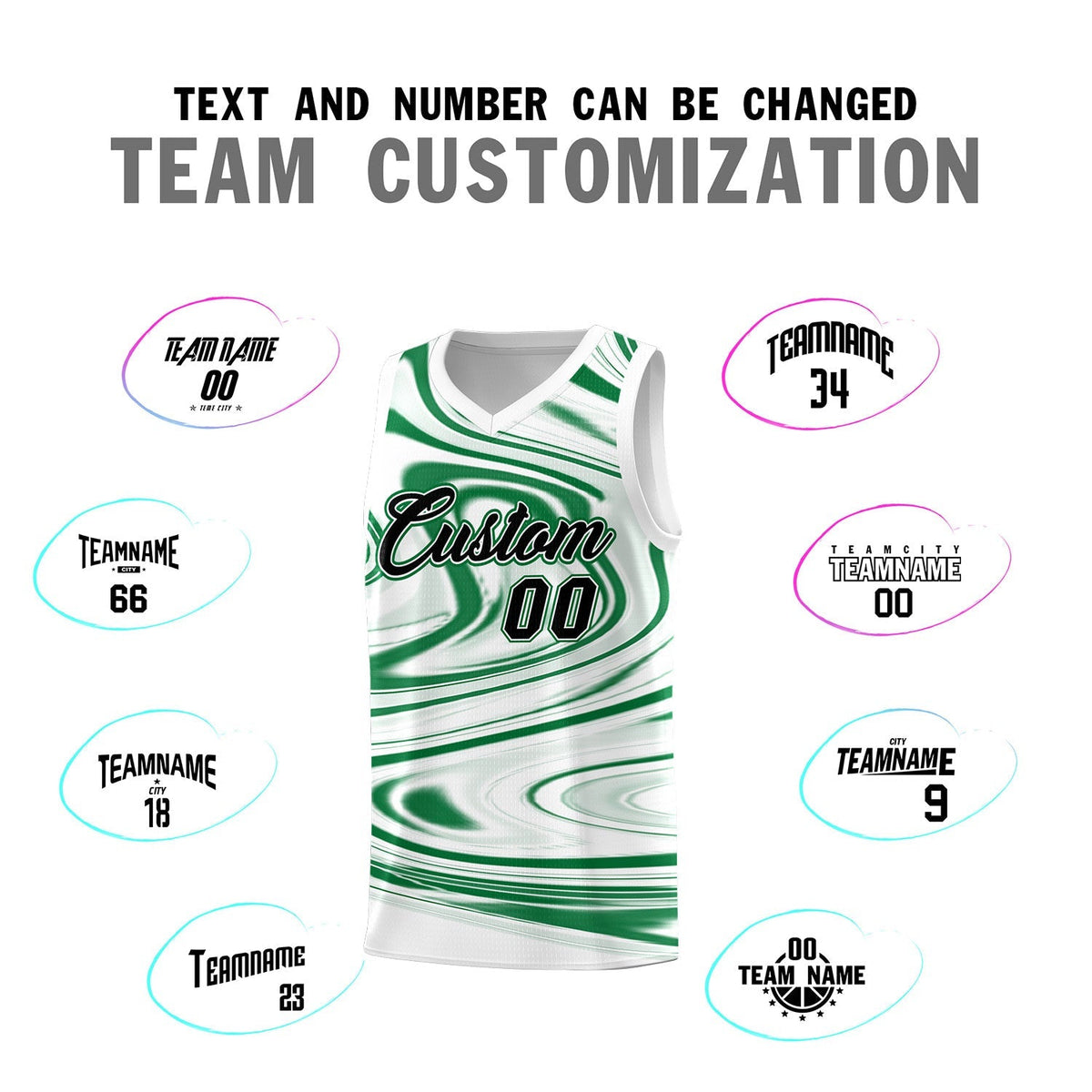 Custom White Kelly Green Graffiti Pattern Fluids Style Sports Uniform Basketball Jersey Kits|KXKSHOP