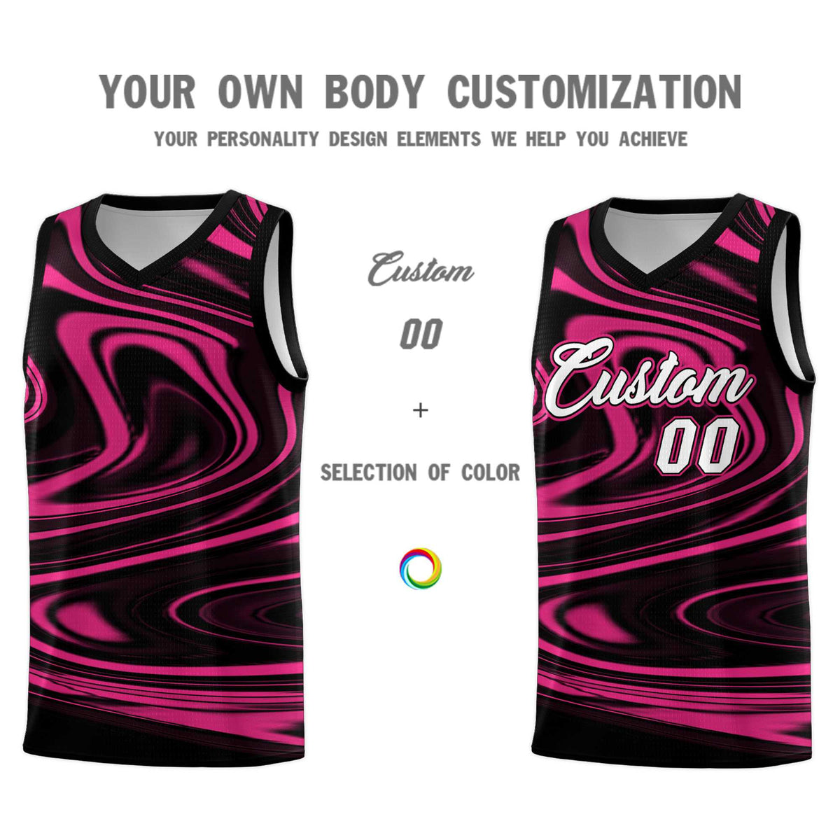 Custom Black Pink Graffiti Pattern Fluids Style Sports Uniform Basketball Jersey Kits|KXKSHOP