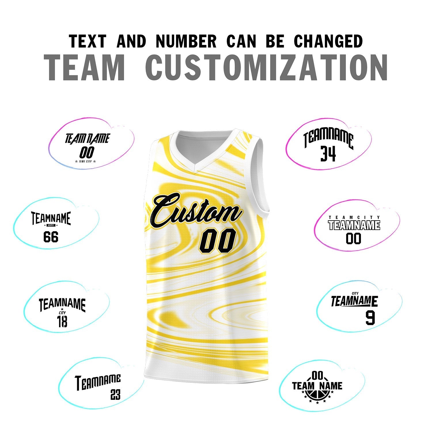 Custom White Gold Graffiti Pattern Fluids Style Sports Uniform Basketball Jersey Kits|KXKSHOP