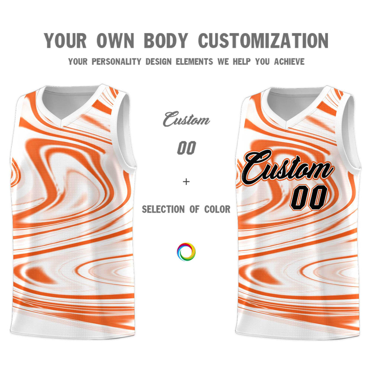 Custom White Orange Graffiti Pattern Fluids Style Sports Uniform Basketball Jersey Kits|KXKSHOP