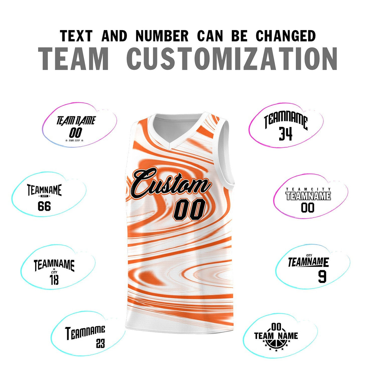 Custom White Orange Graffiti Pattern Fluids Style Sports Uniform Basketball Jersey Kits|KXKSHOP
