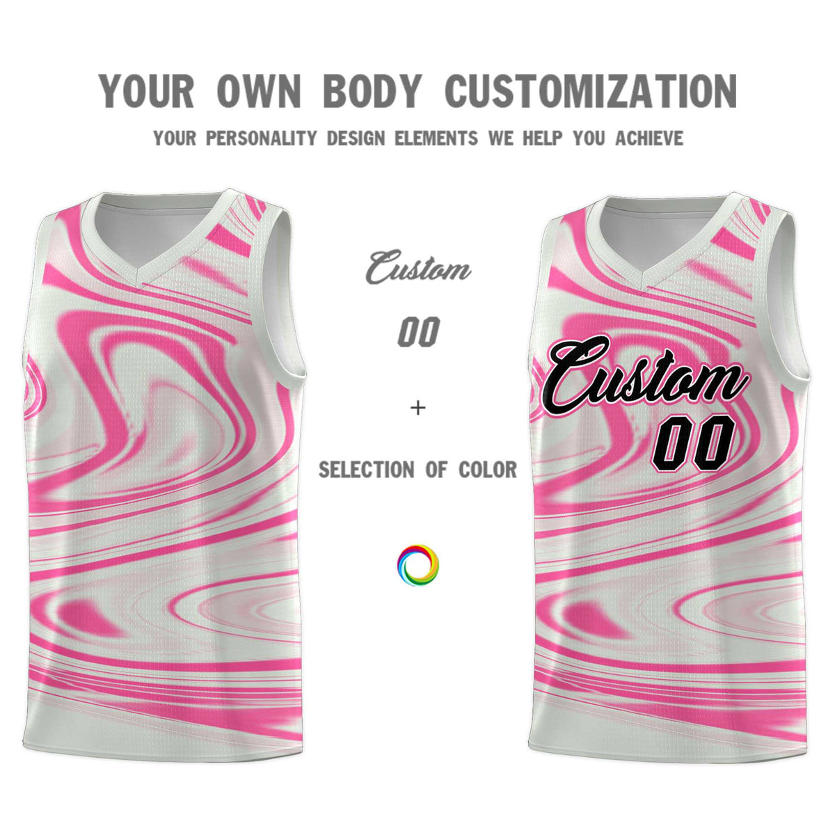 Custom Gray Pink Graffiti Pattern Fluids Style Sports Uniform Basketball Jersey Kits|KXKSHOP