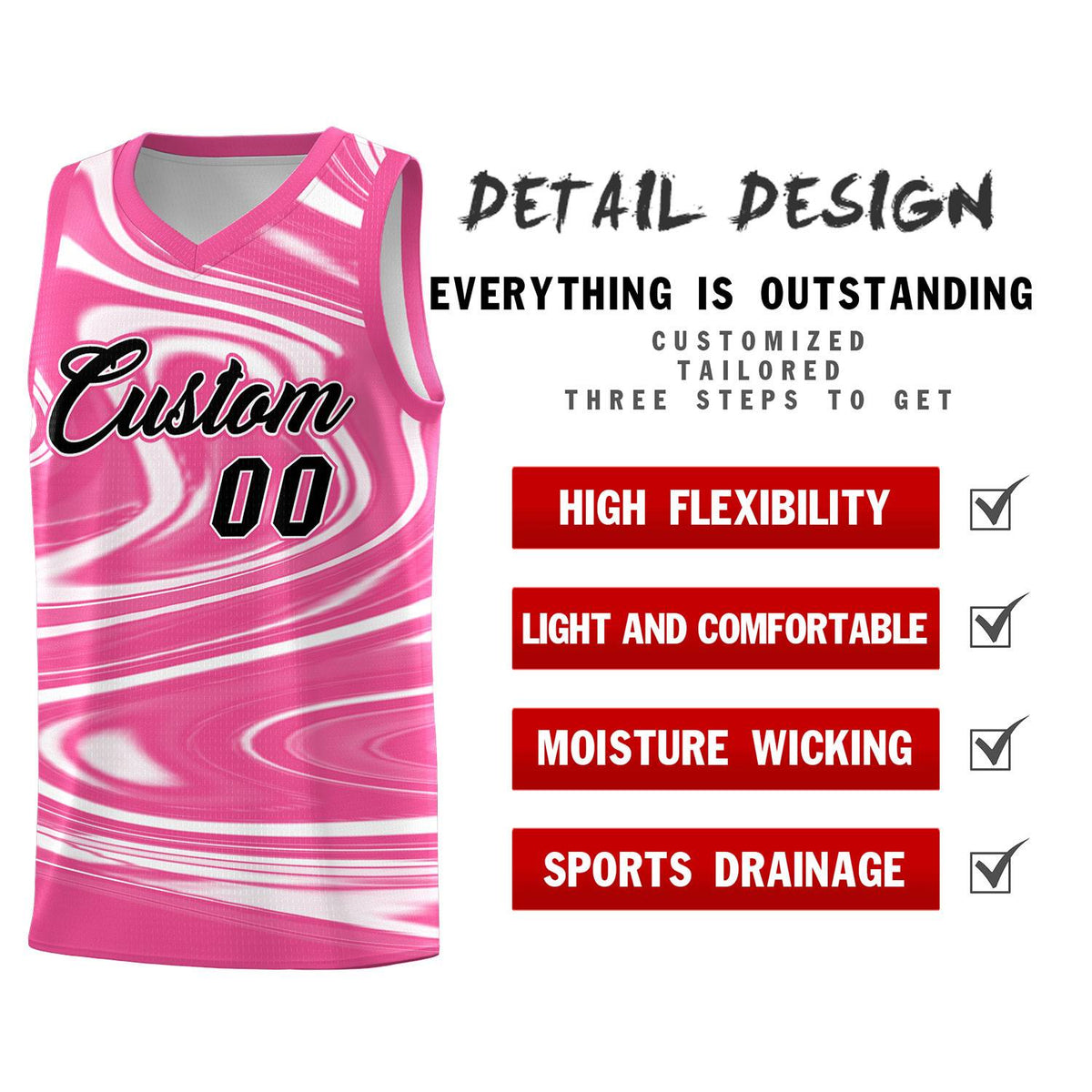 Custom Pink White Graffiti Pattern Fluids Style Sports Uniform Basketball Jersey Kits|KXKSHOP