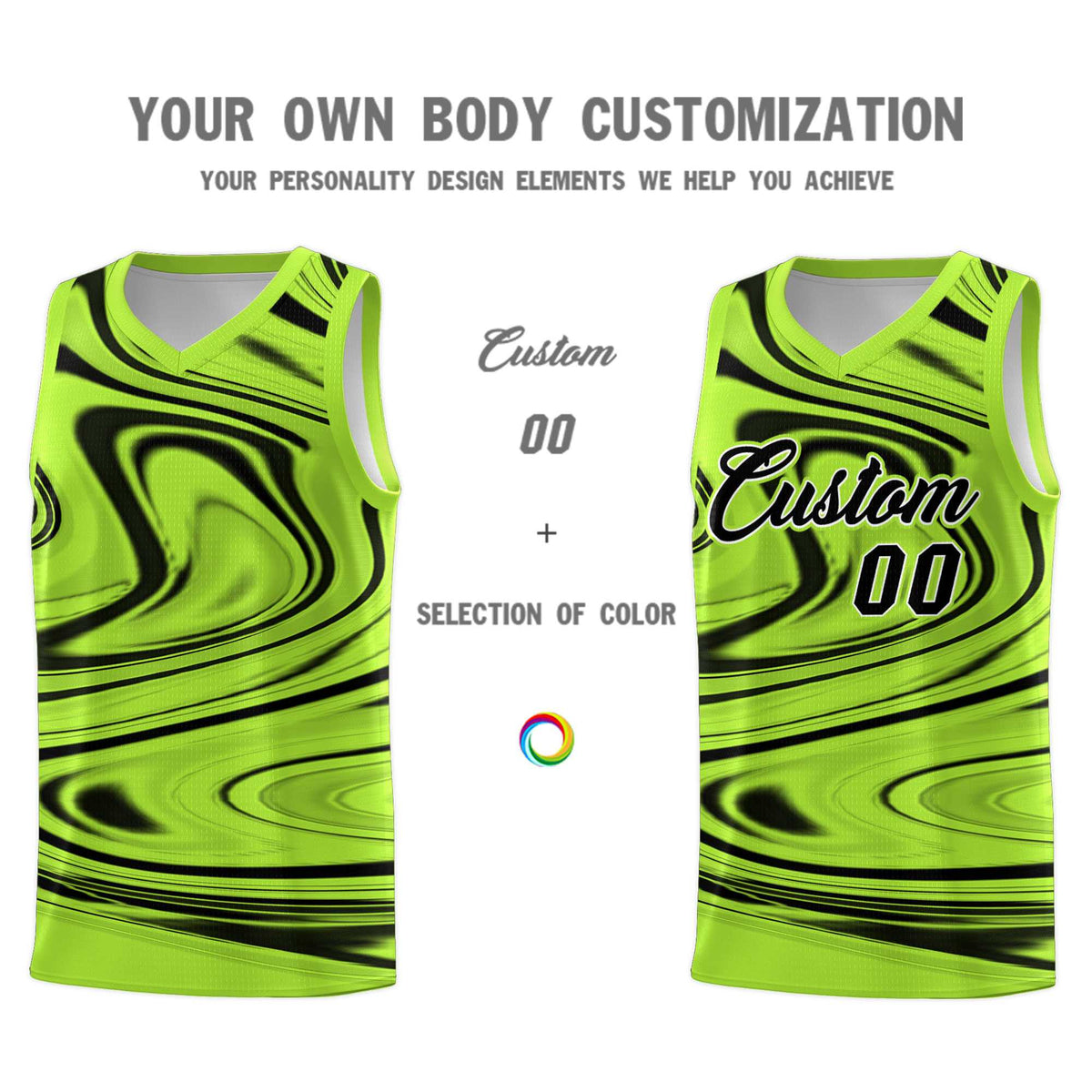 Custom Light Green Black Graffiti Pattern Fluids Style Sports Uniform Basketball Jersey Kits|KXKSHOP