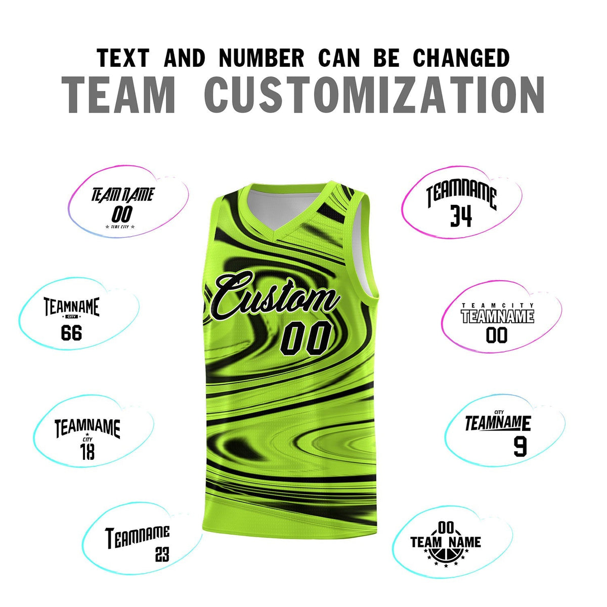 Custom Light Green Black Graffiti Pattern Fluids Style Sports Uniform Basketball Jersey Kits|KXKSHOP