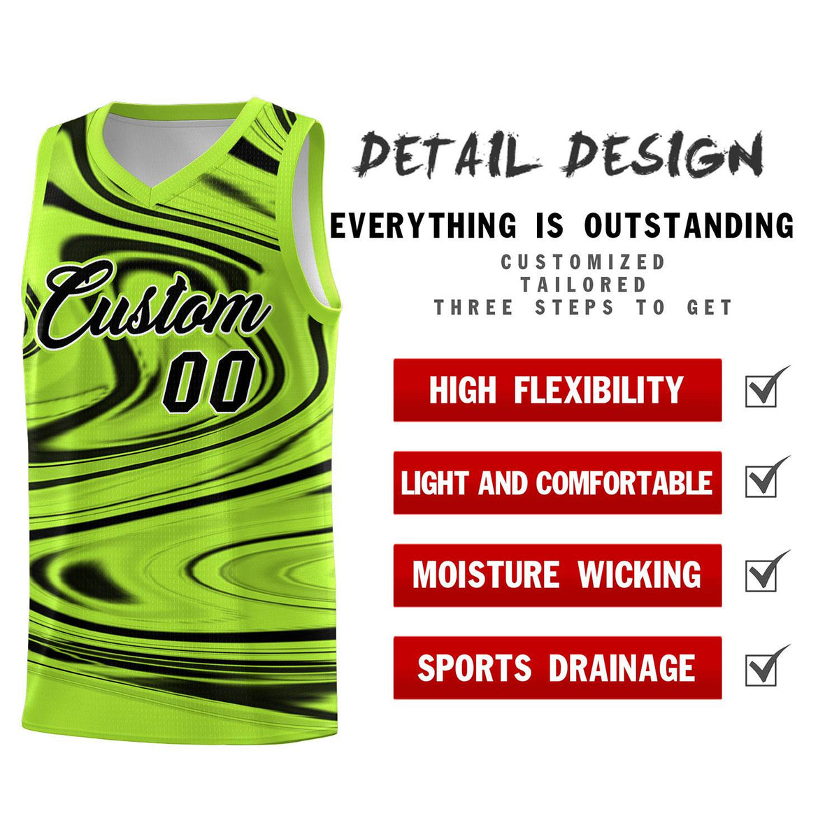 Custom Light Green Black Graffiti Pattern Fluids Style Sports Uniform Basketball Jersey Kits|KXKSHOP