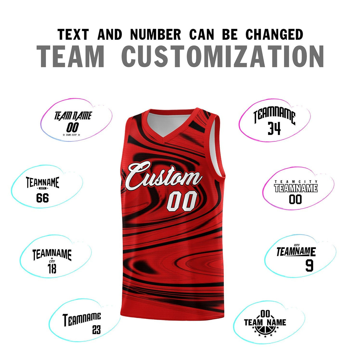 Custom Red Black Graffiti Pattern Fluids Style Sports Uniform Basketball Jersey Kits|KXKSHOP