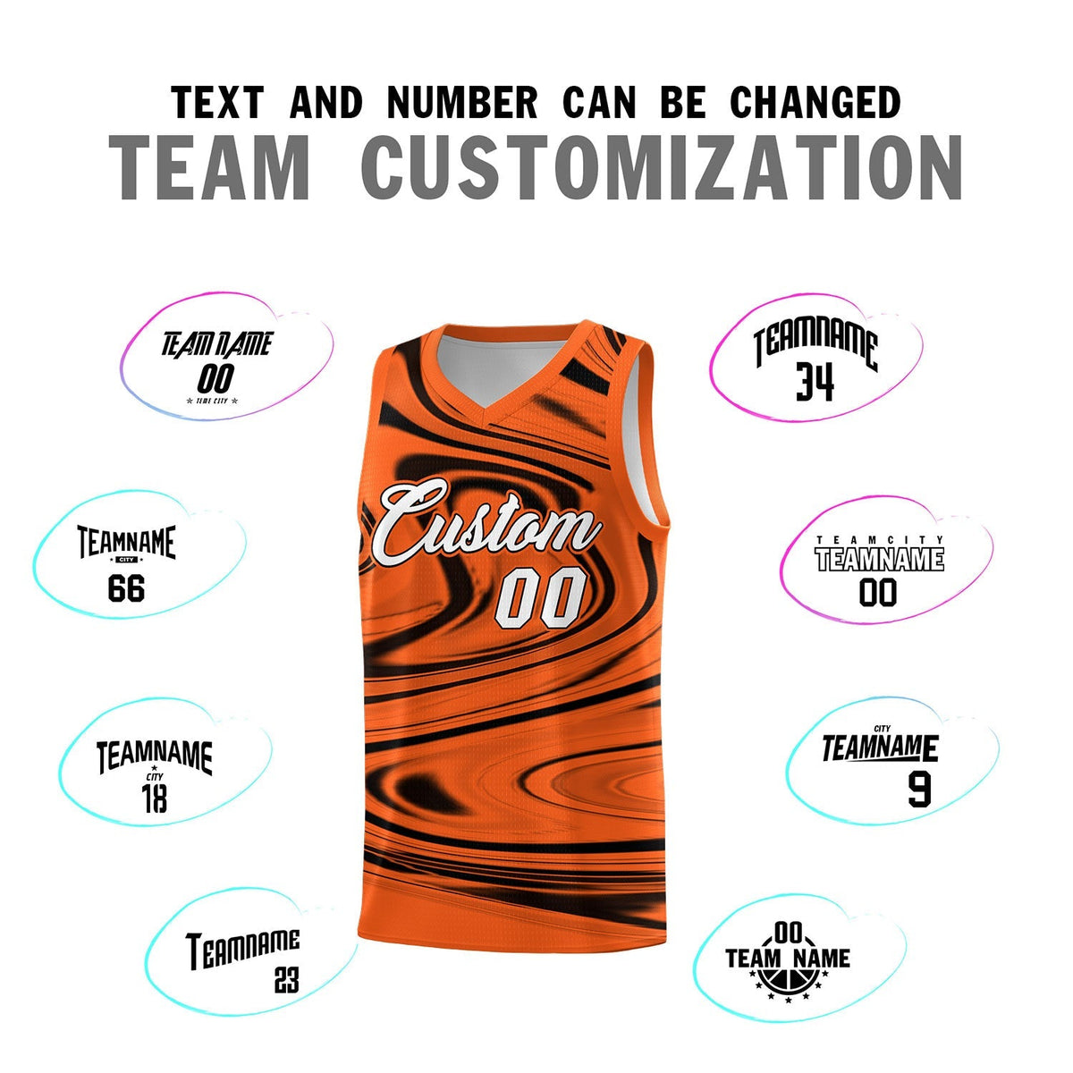 Custom Orange Black Graffiti Pattern Fluids Style Sports Uniform Basketball Jersey Kits|KXKSHOP