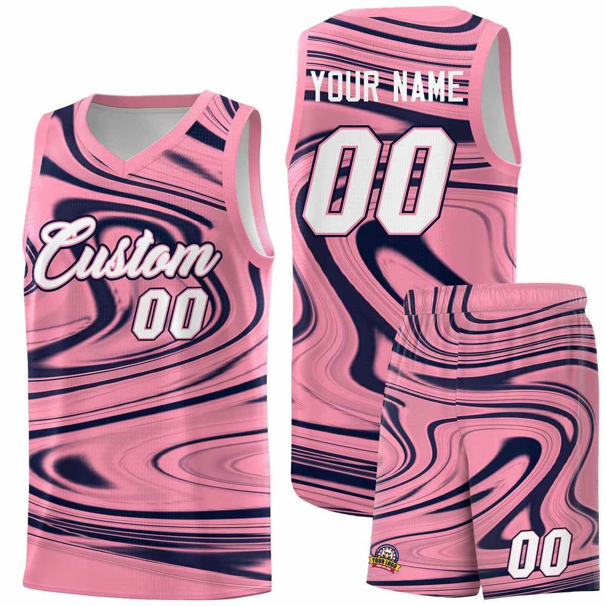 Custom Bright Green Navy Graffiti Pattern Fluids Style Sports Uniform Basketball Jersey Kits|KXKSHOP