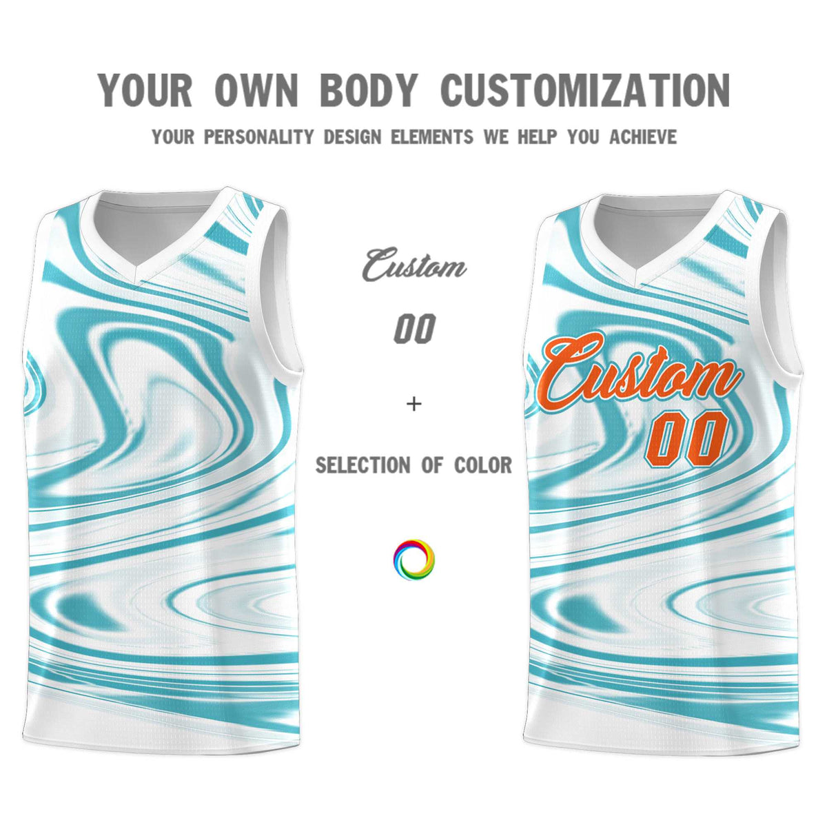 Custom White Aqua Graffiti Pattern Fluids Style Sports Uniform Basketball Jersey Kits|KXKSHOP