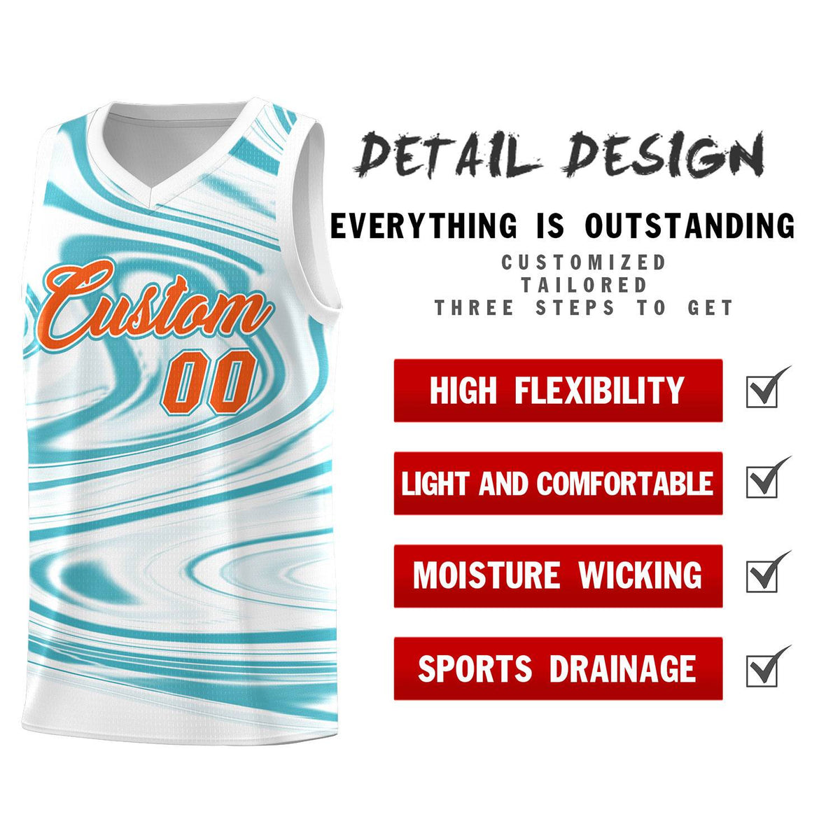 Custom White Aqua Graffiti Pattern Fluids Style Sports Uniform Basketball Jersey Kits|KXKSHOP