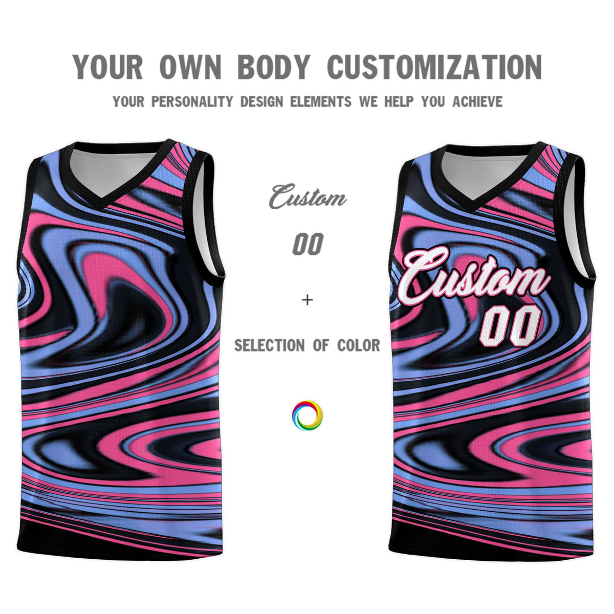 Custom Black Light Blue Graffiti Pattern Fluids Style Sports Uniform Basketball Jersey Kits|KXKSHOP