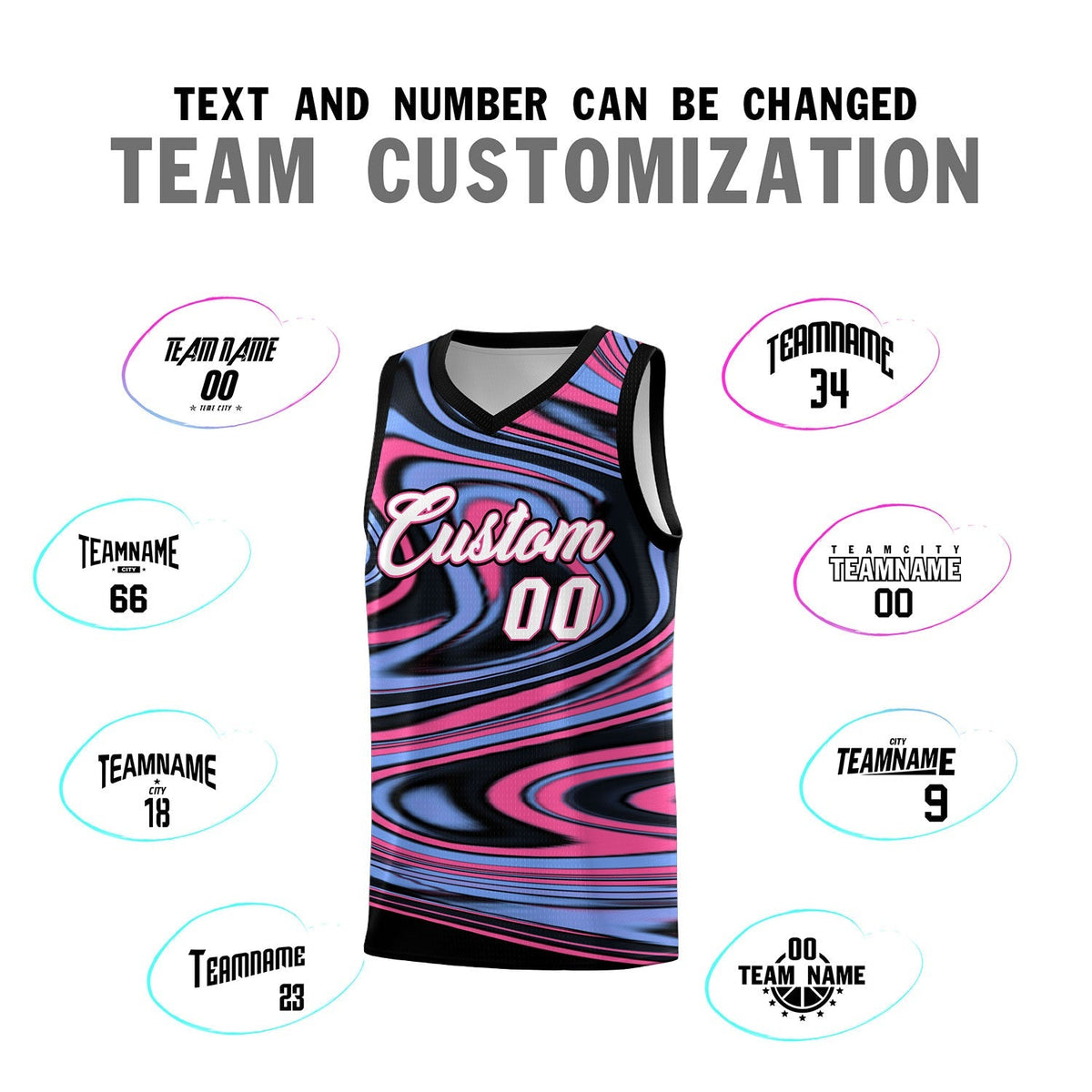 Custom Black Light Blue Graffiti Pattern Fluids Style Sports Uniform Basketball Jersey Kits|KXKSHOP