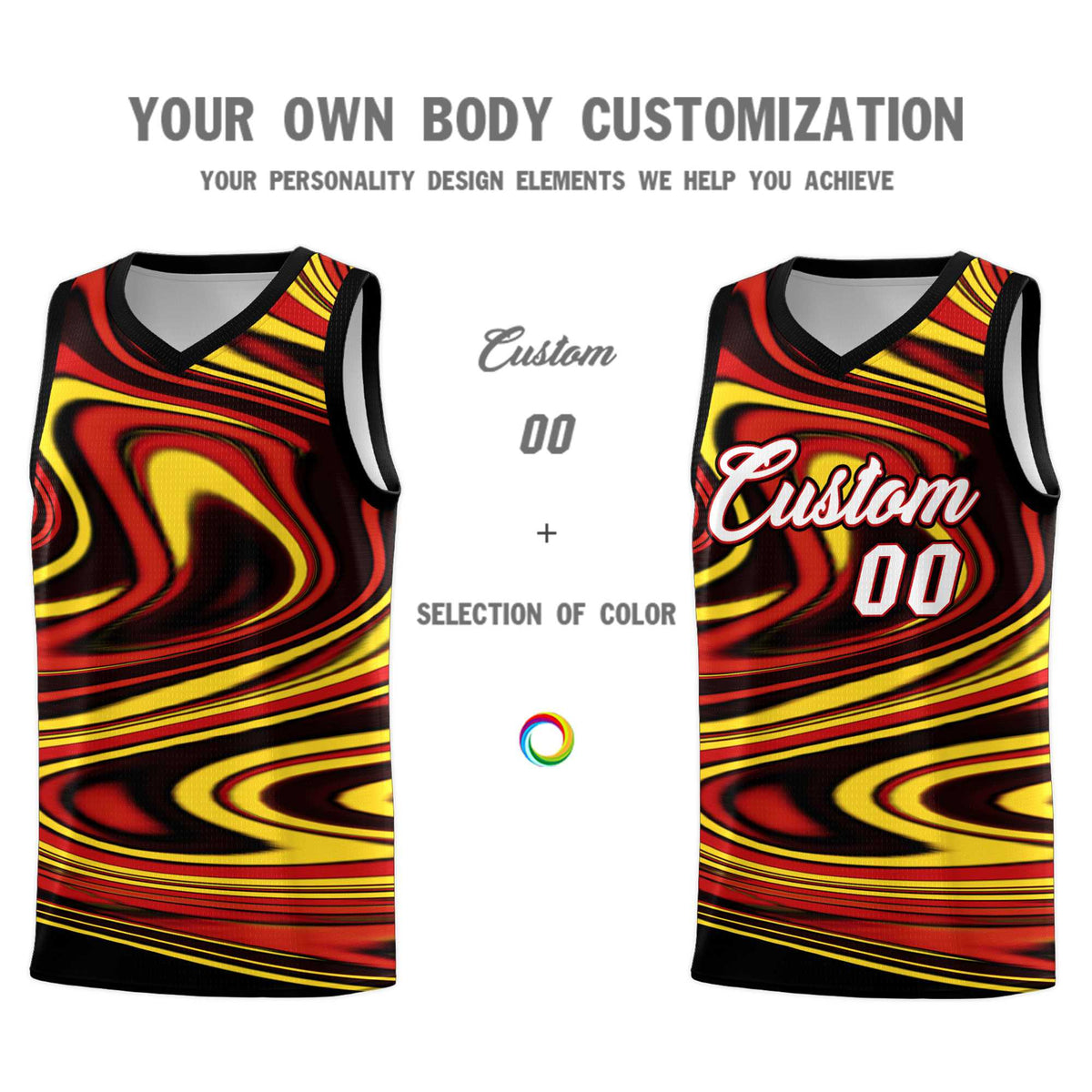 Custom Black Red Graffiti Pattern Fluids Style Sports Uniform Basketball Jersey Kits|KXKSHOP