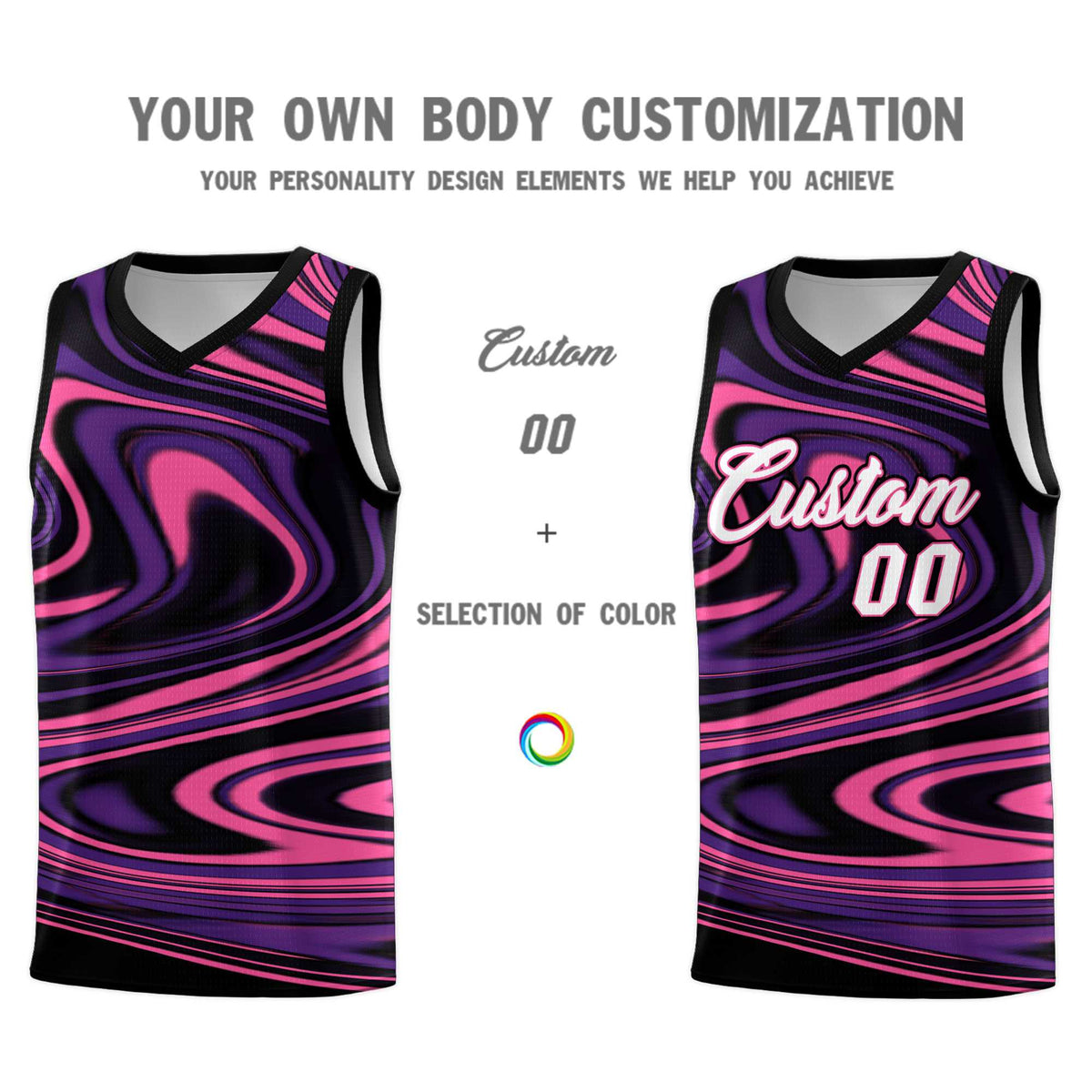Custom Black Purple Graffiti Pattern Fluids Style Sports Uniform Basketball Jersey Kits|KXKSHOP
