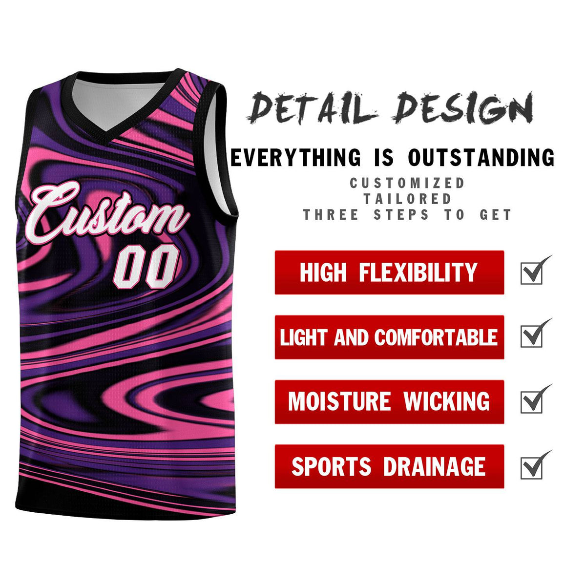 Custom Black Purple Graffiti Pattern Fluids Style Sports Uniform Basketball Jersey Kits|KXKSHOP