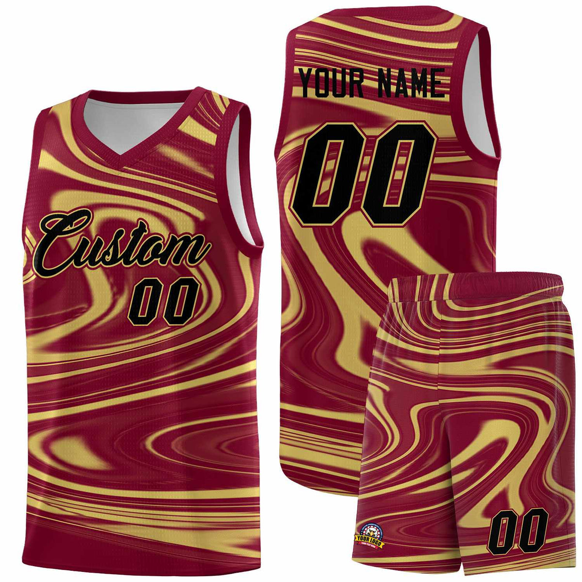 Custom Crimson Khaki Graffiti Pattern Fluids Style Sports Uniform Basketball Jersey Kits|KXKSHOP