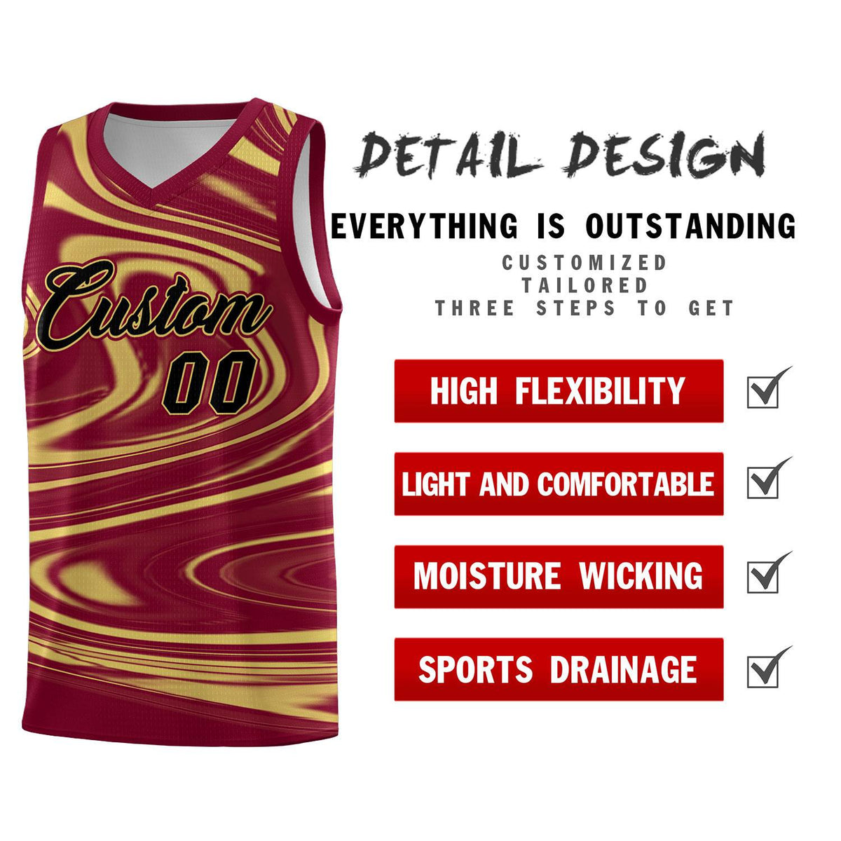Custom Crimson Khaki Graffiti Pattern Fluids Style Sports Uniform Basketball Jersey Kits|KXKSHOP