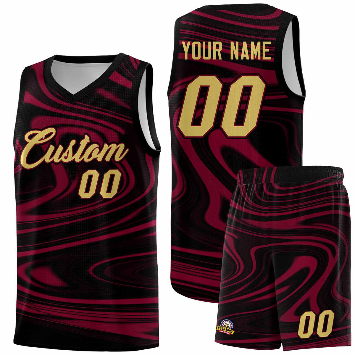 Custom Black Crimson Graffiti Pattern Fluids Style Sports Uniform Basketball Jersey Kits|KXKSHOP