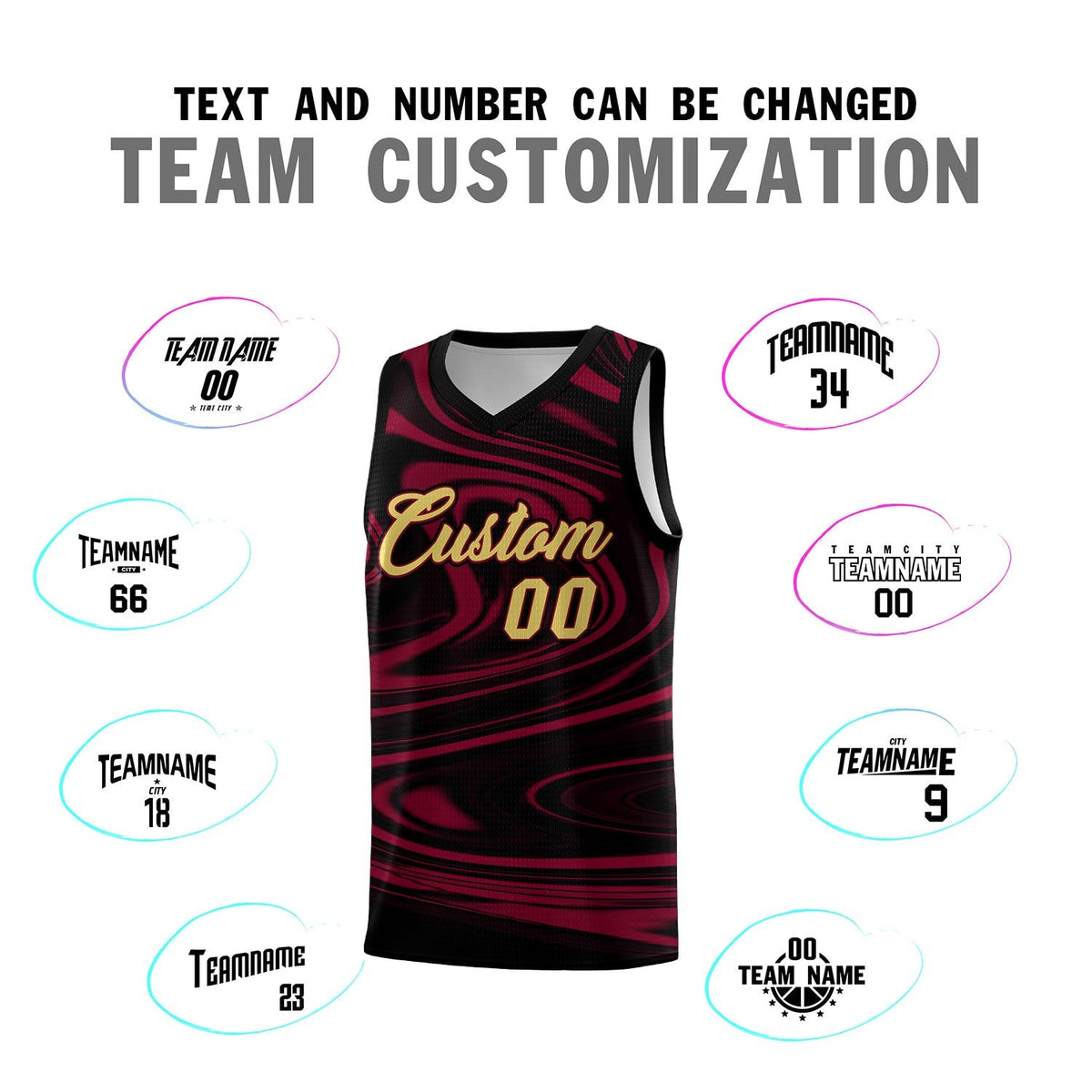 Custom Black Crimson Graffiti Pattern Fluids Style Sports Uniform Basketball Jersey Kits|KXKSHOP