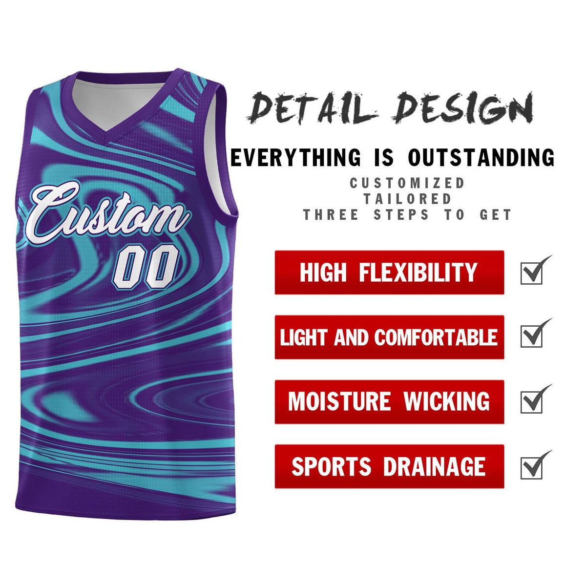 Custom Purple Aqua Graffiti Pattern Fluids Style Sports Uniform Basketball Jersey Kits|KXKSHOP