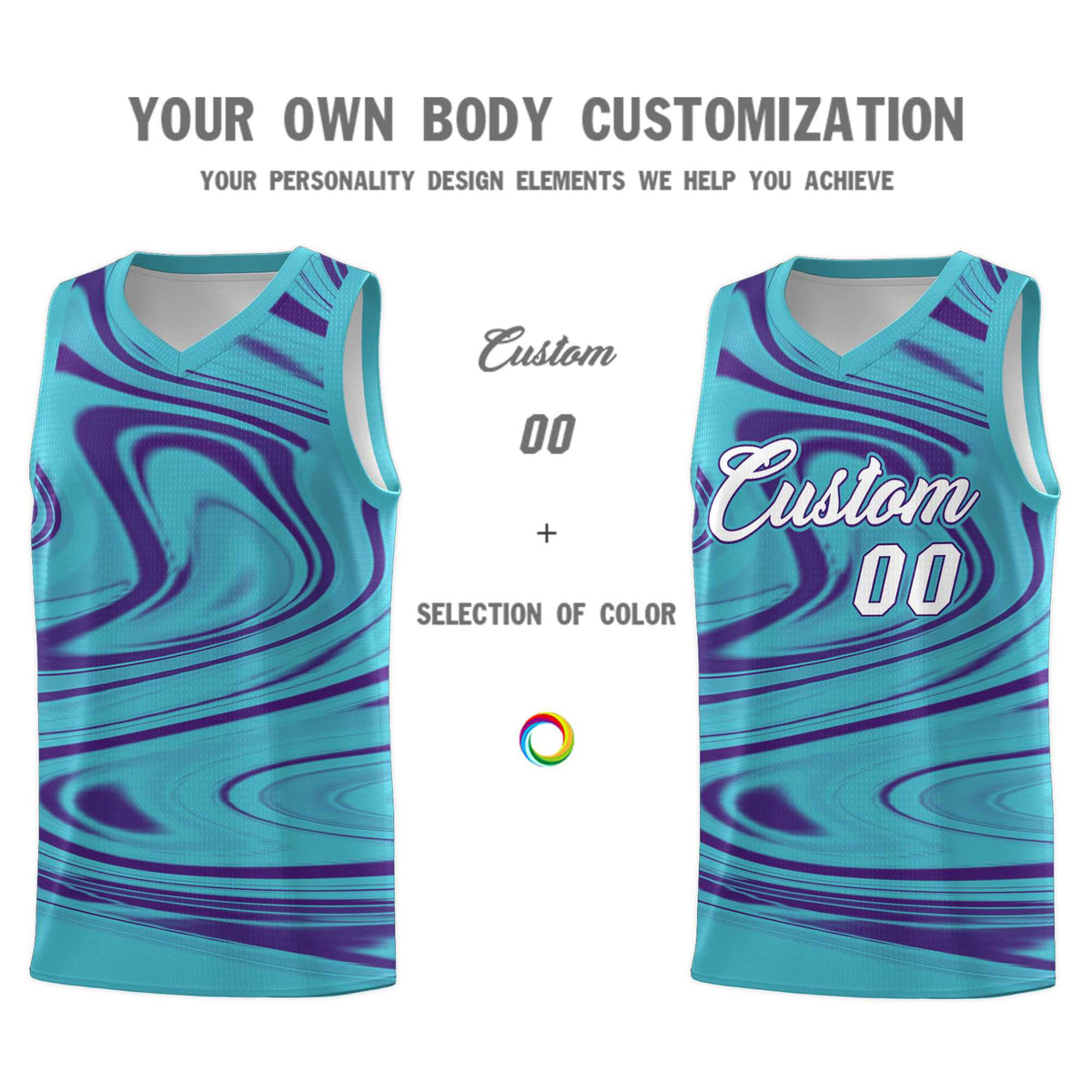 Custom Aqua Purple Graffiti Pattern Fluids Style Sports Uniform Basketball Jersey Kits|KXKSHOP