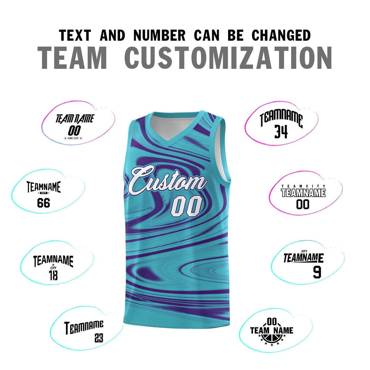 Custom Aqua Purple Graffiti Pattern Fluids Style Sports Uniform Basketball Jersey Kits|KXKSHOP