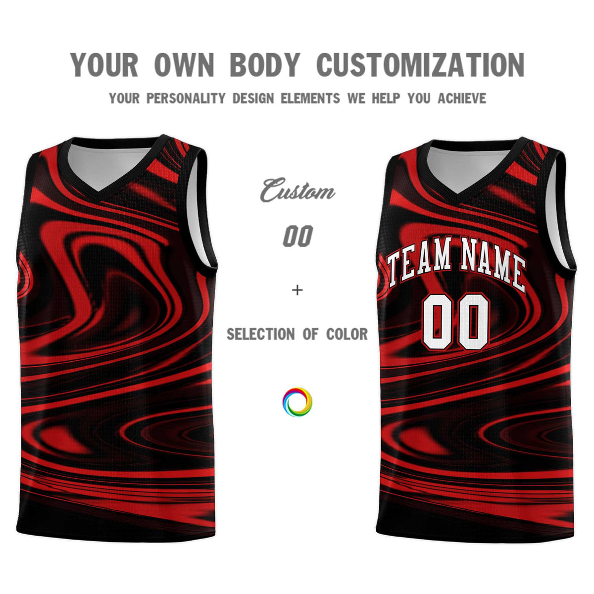 Custom Black Red Graffiti Pattern Fluids Style Sports Uniform Basketball Jersey Kits|KXKSHOP