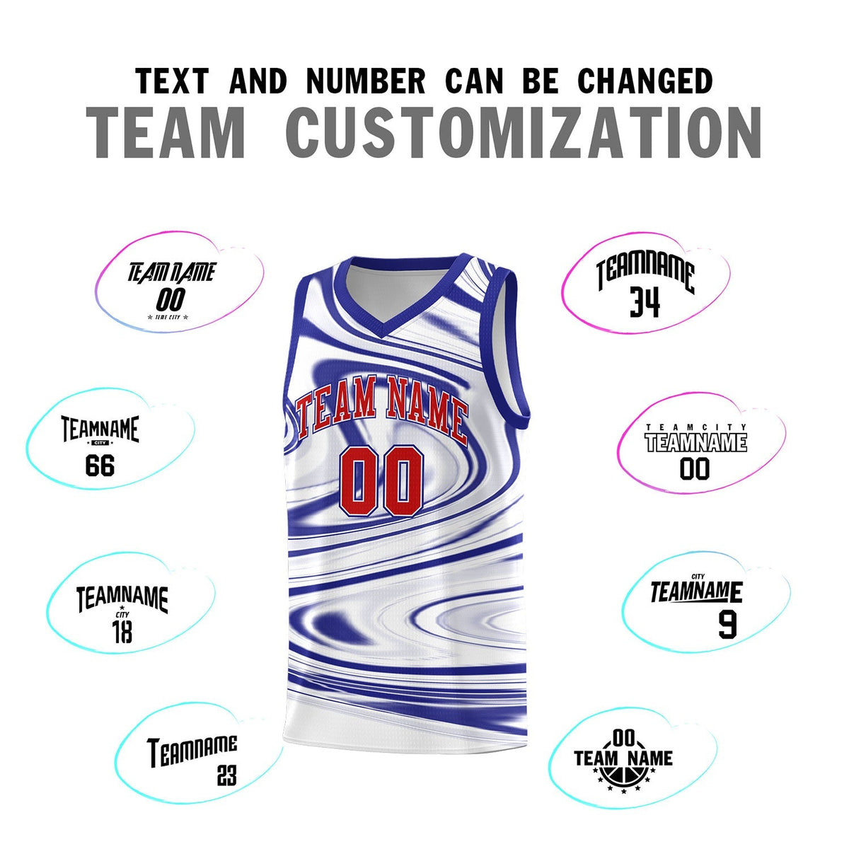Custom White Royal Graffiti Pattern Fluids Style Sports Uniform Basketball Jersey Kits|KXKSHOP