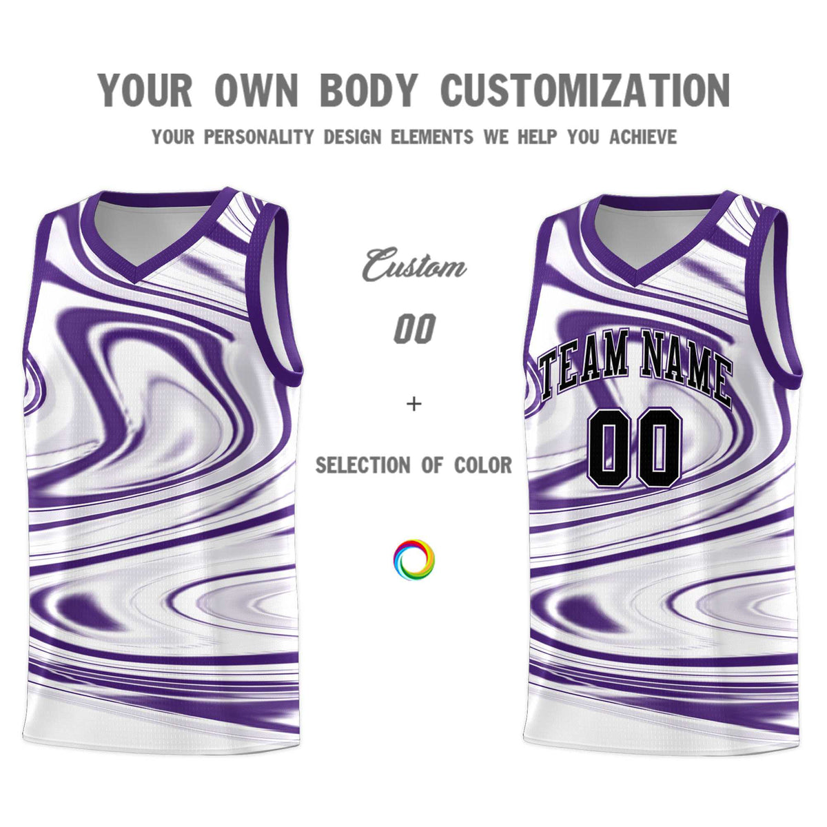 Custom White Purple Graffiti Pattern Fluids Style Sports Uniform Basketball Jersey Kits|KXKSHOP