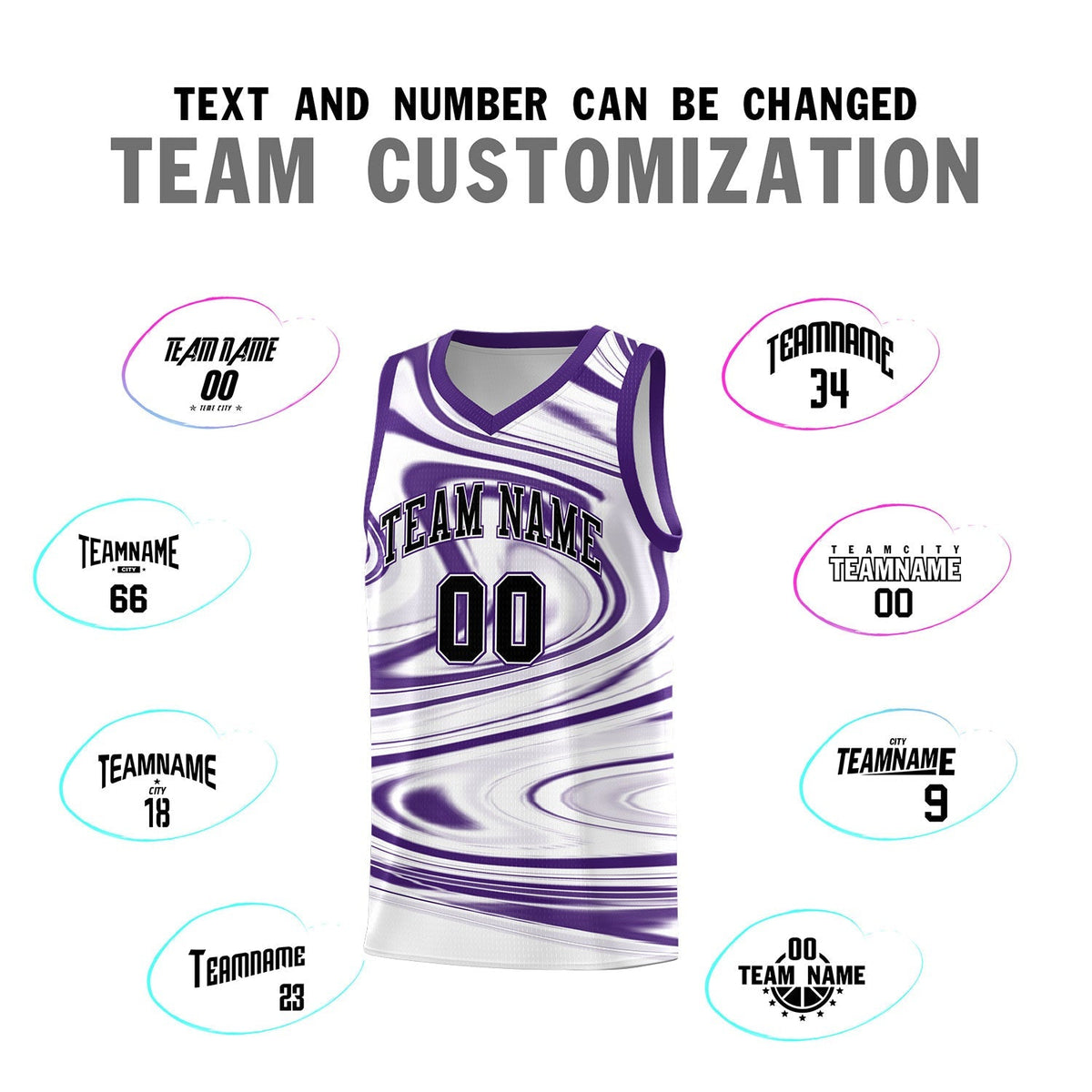 Custom White Purple Graffiti Pattern Fluids Style Sports Uniform Basketball Jersey Kits|KXKSHOP