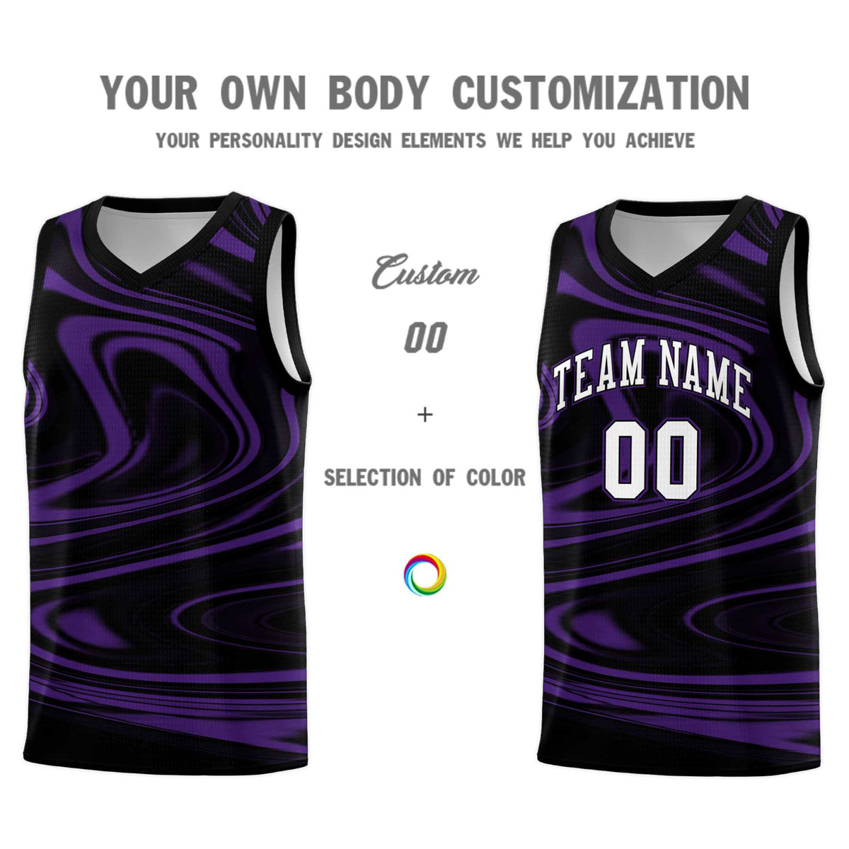 Custom Black Purple Graffiti Pattern Fluids Style Sports Uniform Basketball Jersey Kits|KXKSHOP