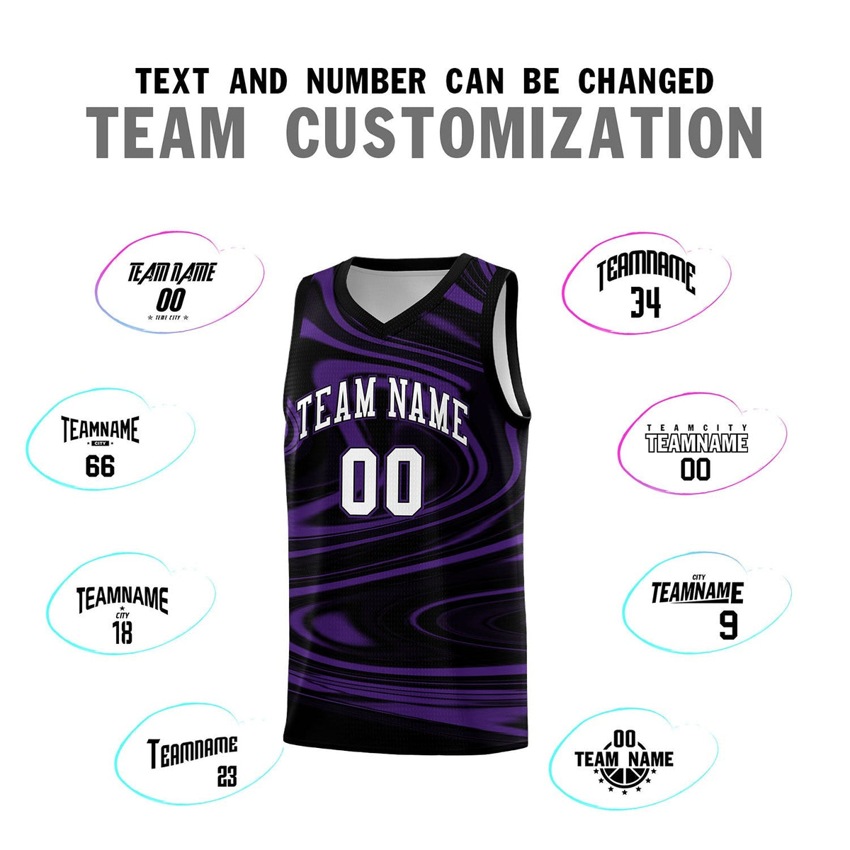 Custom Black Purple Graffiti Pattern Fluids Style Sports Uniform Basketball Jersey Kits|KXKSHOP