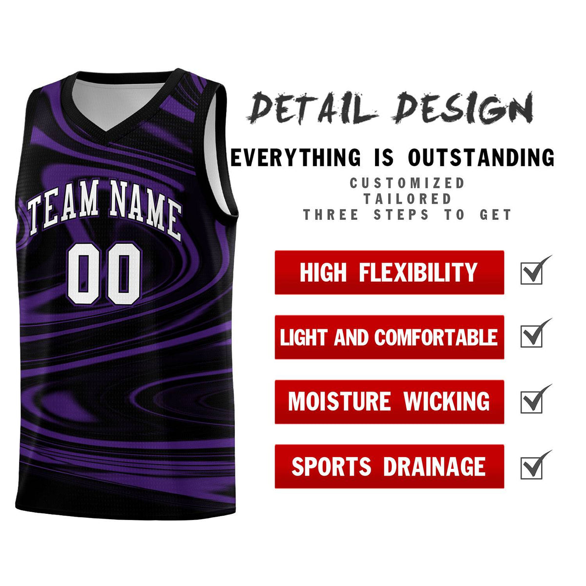 Custom Black Purple Graffiti Pattern Fluids Style Sports Uniform Basketball Jersey Kits|KXKSHOP