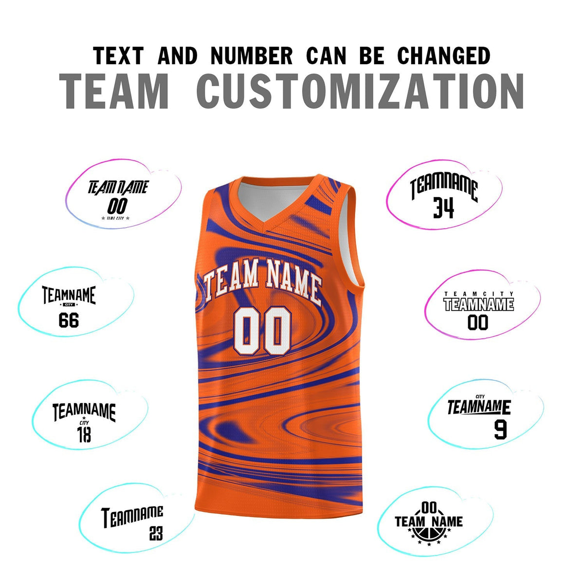Custom Orange Royal Graffiti Pattern Fluids Style Sports Uniform Basketball Jersey Kits|KXKSHOP