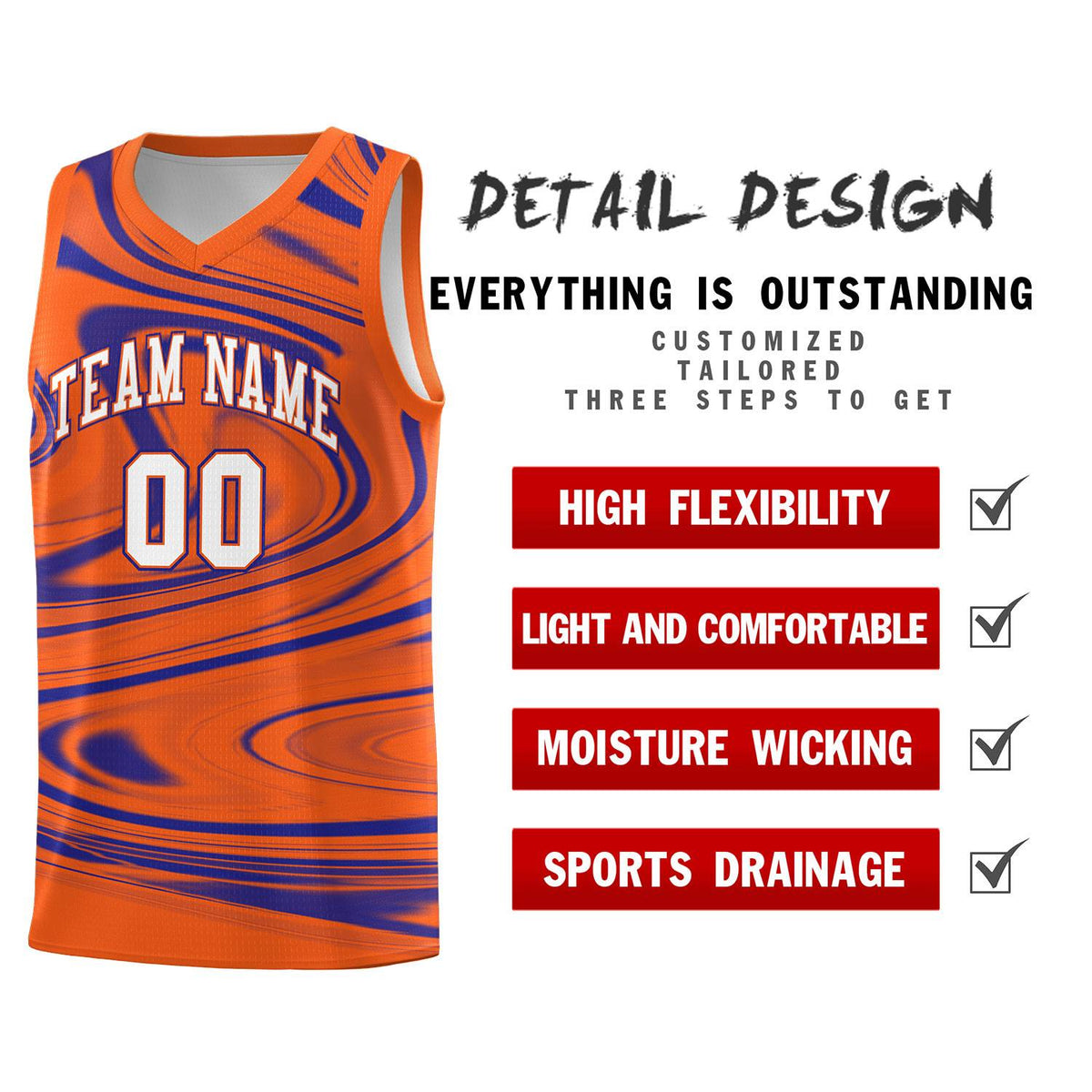 Custom Orange Royal Graffiti Pattern Fluids Style Sports Uniform Basketball Jersey Kits|KXKSHOP