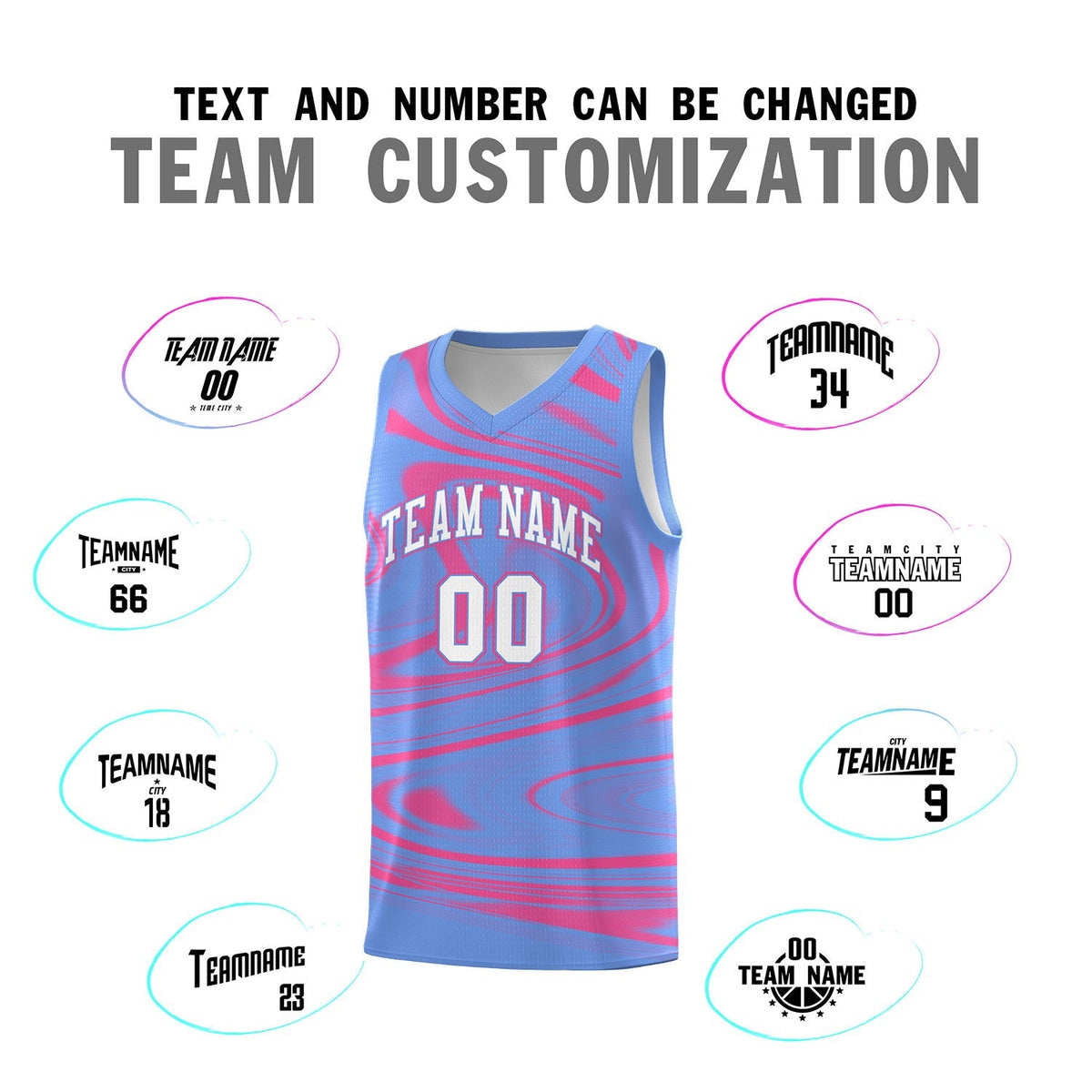 Custom Light Blue Pink Graffiti Pattern Fluids Style Sports Uniform Basketball Jersey Kits|KXKSHOP