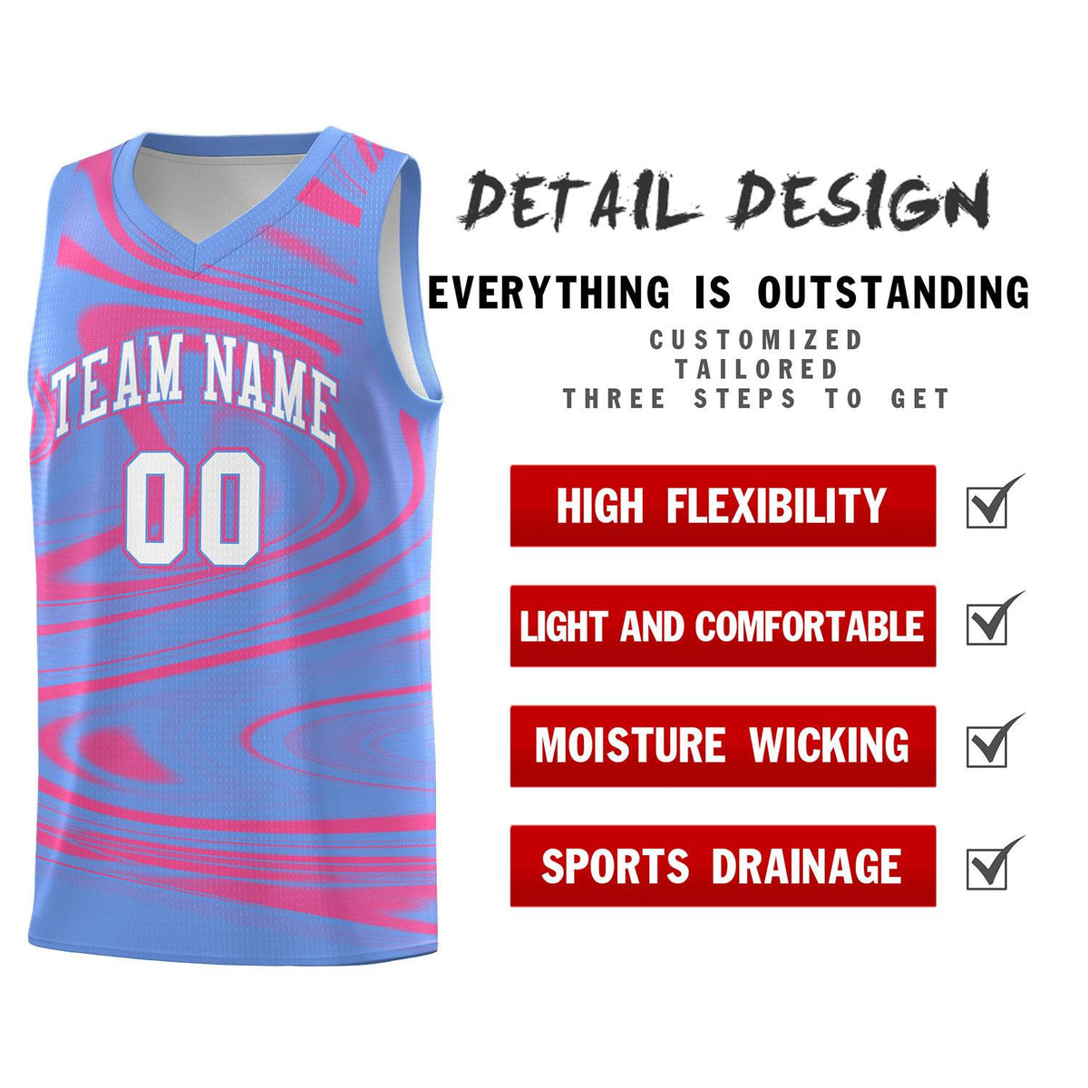 Custom Light Blue Pink Graffiti Pattern Fluids Style Sports Uniform Basketball Jersey Kits|KXKSHOP