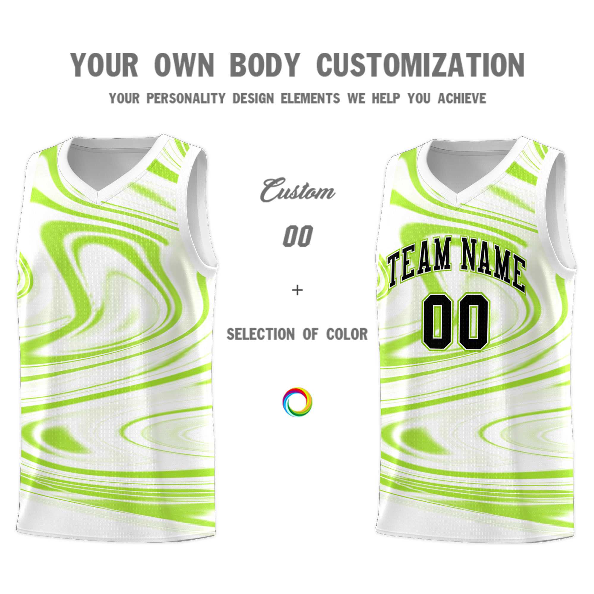 Custom White Light Green Graffiti Pattern Fluids Style Sports Uniform Basketball Jersey Kits|KXKSHOP