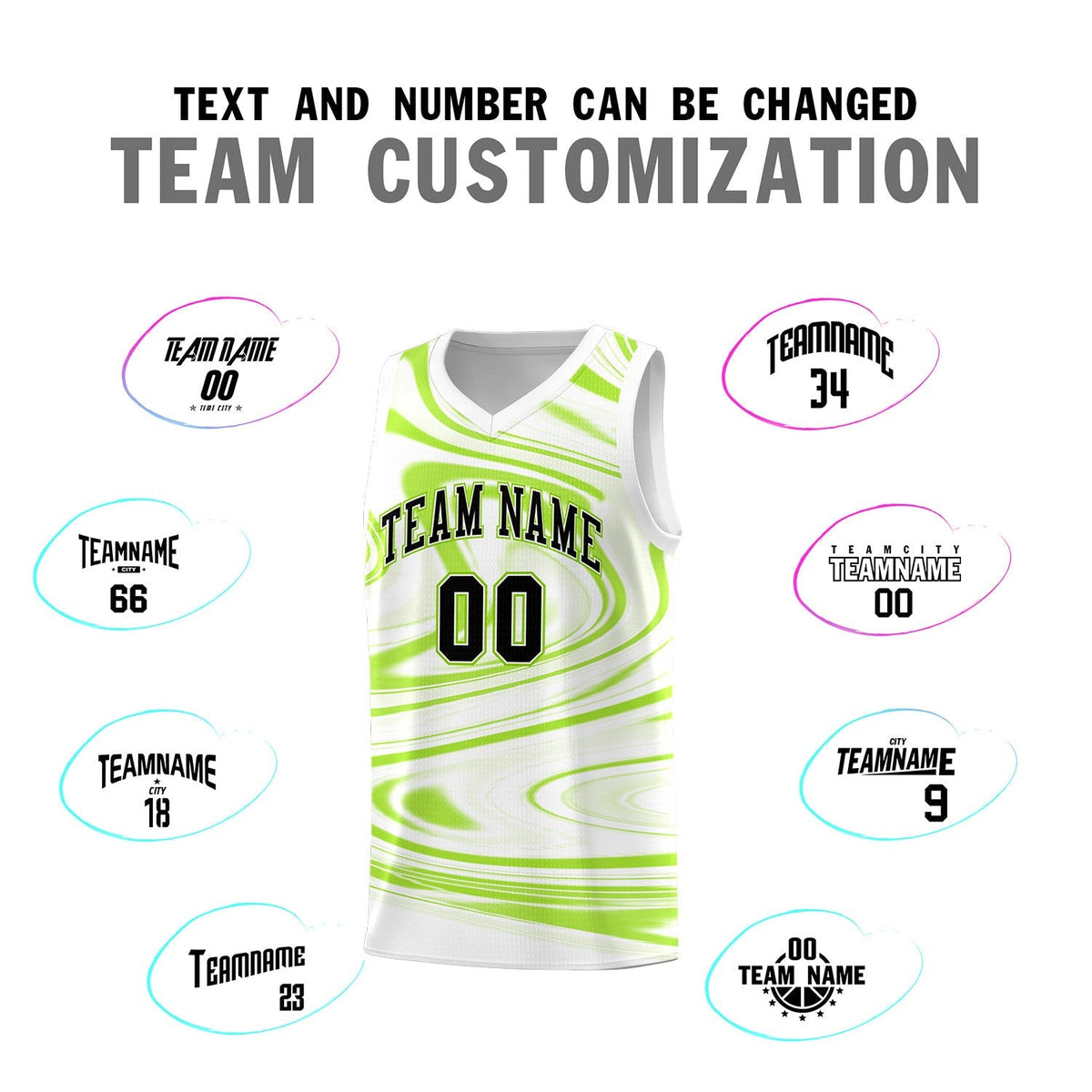 Custom White Light Green Graffiti Pattern Fluids Style Sports Uniform Basketball Jersey Kits|KXKSHOP